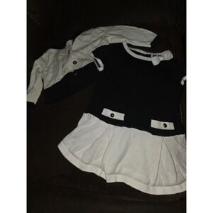 Janie and jack uptown outing black and white dress and sweater size 6 12 months